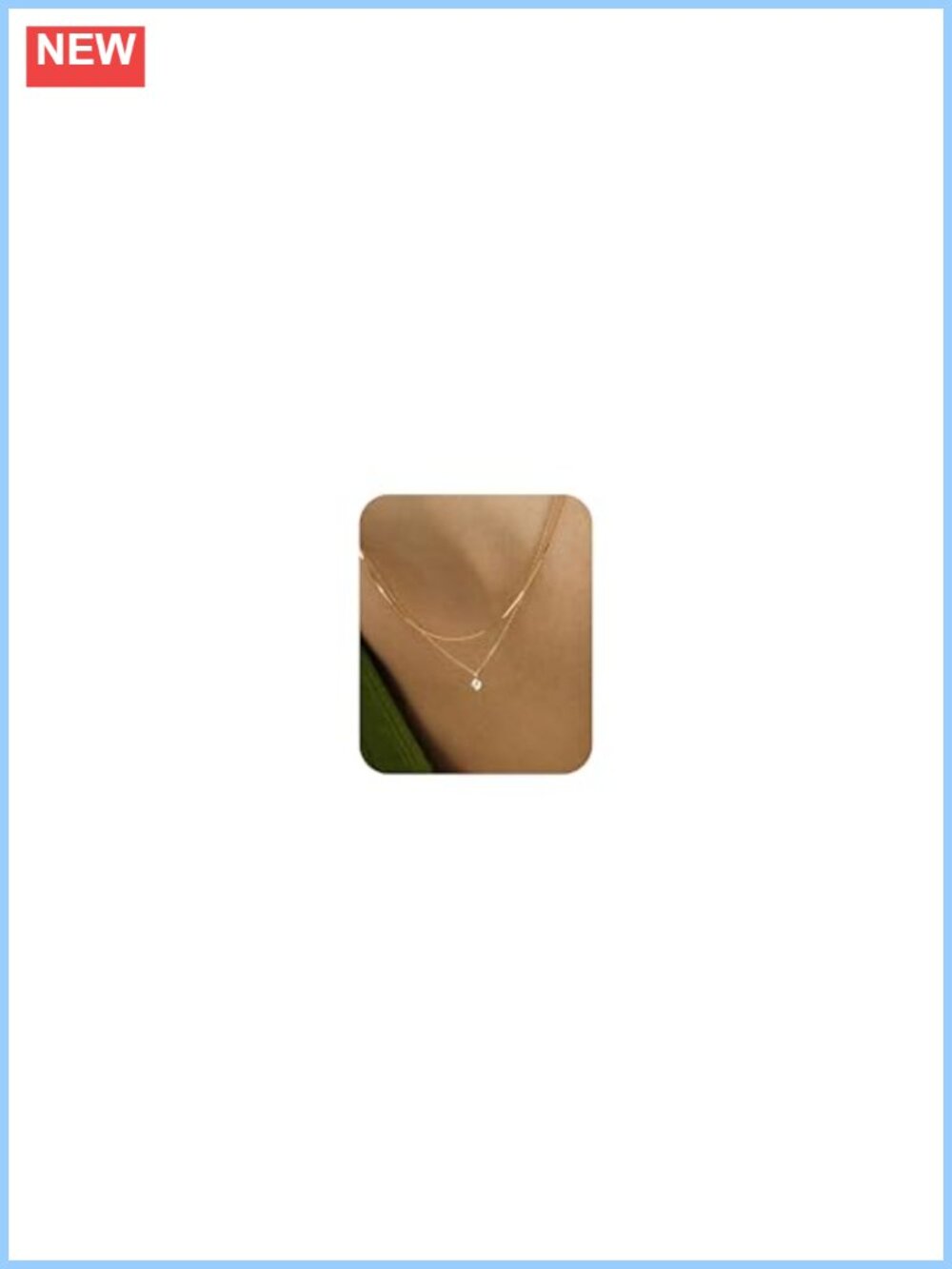 Layered Choker Necklace Cubic Zirconia Pendant Set Brass 14K Gold Plated